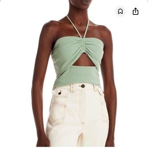 Aqua women’s knit ribbed halter top NWT sz L